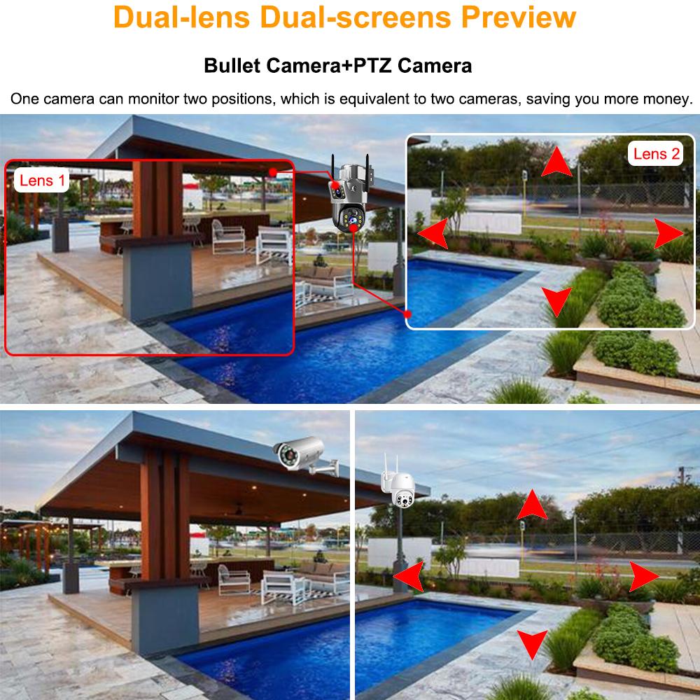 Outdoor Waterproof Solar Camera 4G/Wifi Home Full Color HD Remote Low Power Consumption Monitor with Night Vision