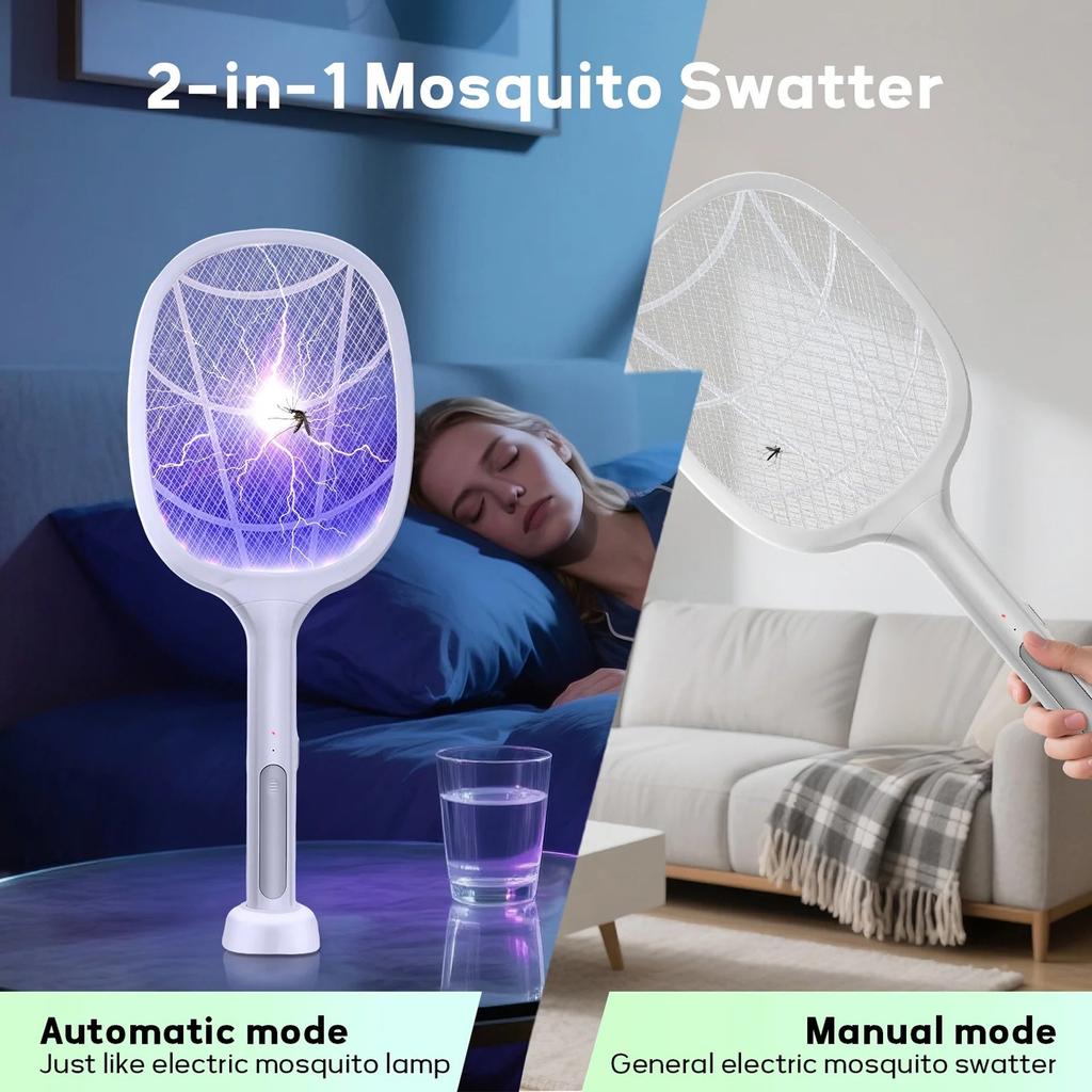 Electric Flytrap Holder, 2-in-1 Insect , With USB Rechargeable Base And 3-layer Safety Net, Suitable For Indoor, Backyard, Camping