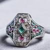 Eco-friendly Alloy Ring with Red & Green Diamonds - 2026 Luxury Court Style