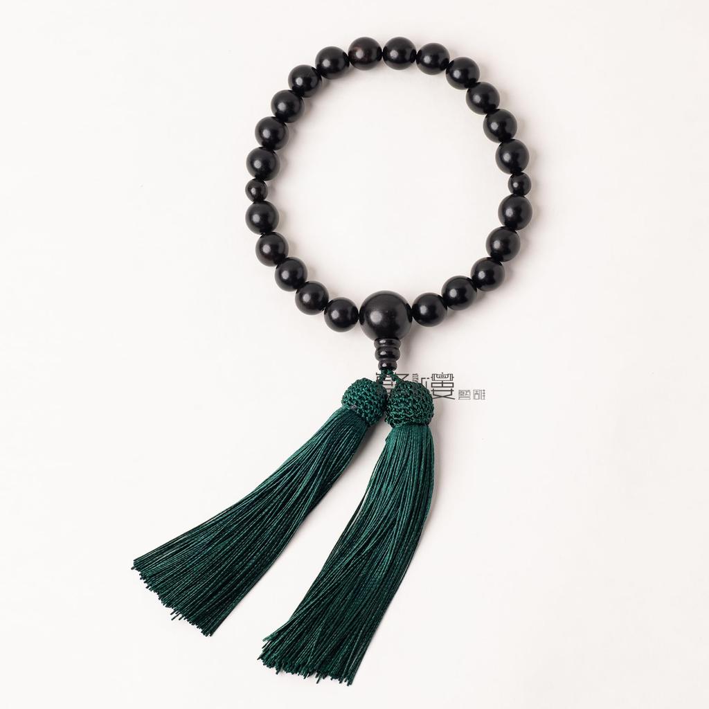 Men's Buddhist Prayer Beads for Funerals, Ebony with a Polished Finish, 25 Beads, with a Prayer Bead Case, Suitable for Funerals, Grave Visits,