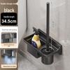 LIEI No-Drill Wall-Mounted Toilet Brush with Storage Shelf