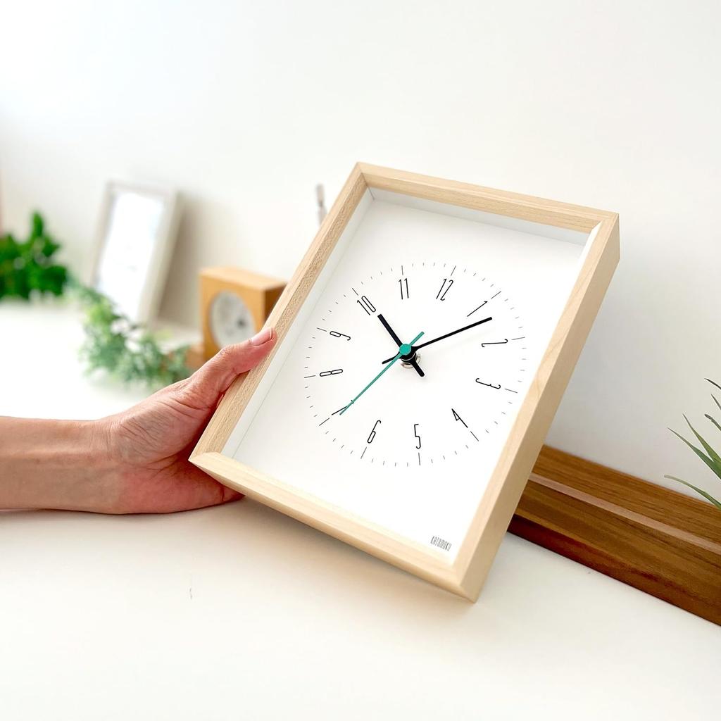 KATOMOKU Doppelnutzuhr, 2-H. Ahorn, km-147HMRC, Tisch-/Wanduhr, Laufsekundenzeiger, 22 x 1 x 5cm (Funkuhr)