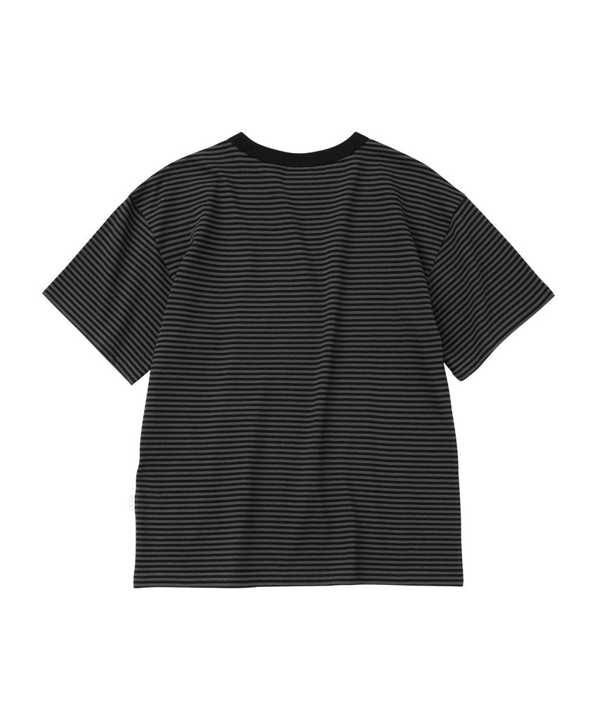WMC [Crop] Striped T-Shirt_Charcoal Grey
