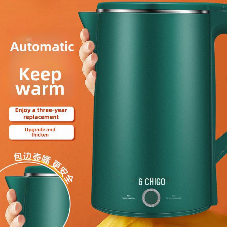 Chigo Electric Kettle: Double-Layer, Anti-Scalding, Auto Power-Off, Constant Temperature.