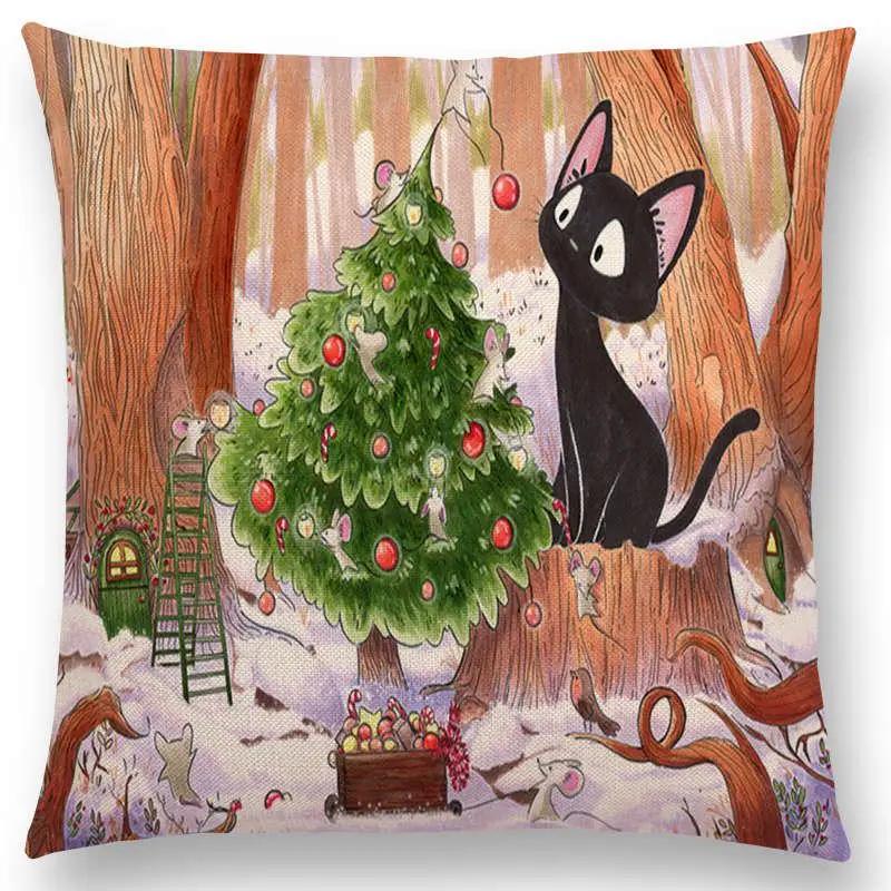 Newest Cute Cartoon Sofa Pillow Cover Black and White Cat Funny Fox Cushion Cover Throw pillowcase