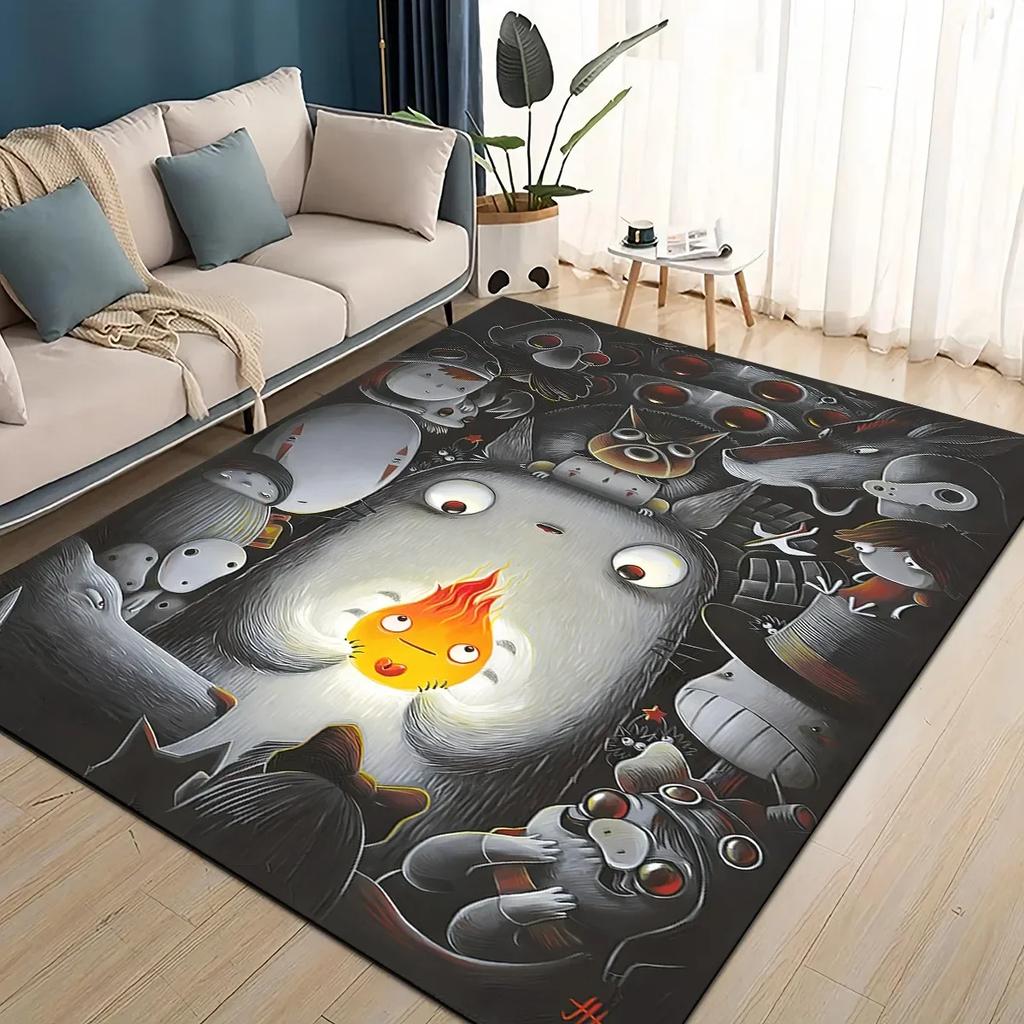 3D T-Totoros Cartoon Area Rug Large,Carpet Rug for Living Room Bedroom Sofa Doormat Decoration,kid Play Non-slip Floor Mat