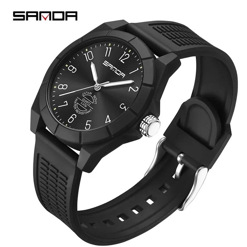 SANDA 6212 Sports Waterproof Student Quartz WatchMen And Women Student New Quartz Simple Watch Silicone Strap Multifunctional