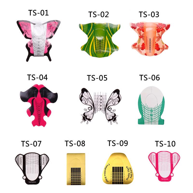 100-Piece French Light Therapy Nail Extension Forms: Butterfly & Horseshoe Designs