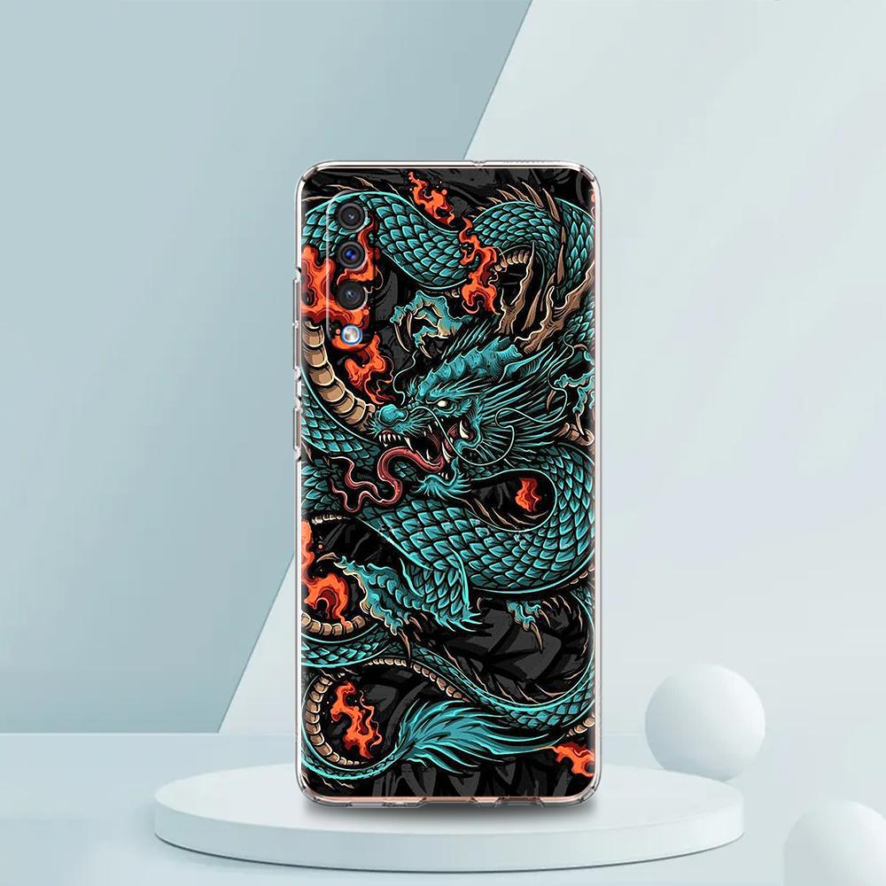 Transparent Phone Case for Samsung Galaxy A16 A14 A12 A22 A24 A42 A06 A20 A30 A40 Soft TPU Cover Illusory Color Chinese Dragon