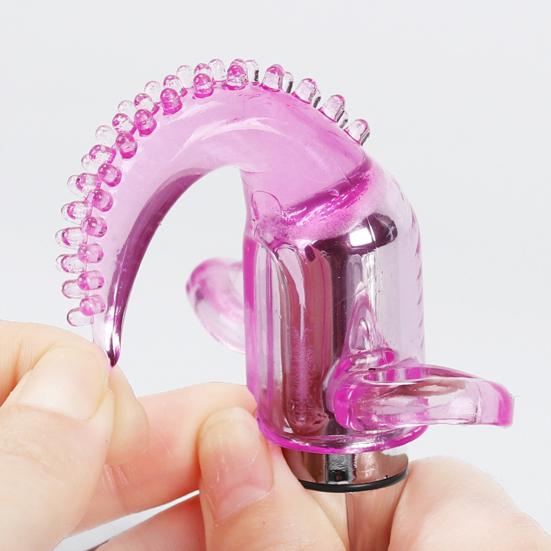 Tongue Shaped Finger Vibe Waterproof Finger Stimulator Mini Battery Operated Vibration Massager Tool with Dots