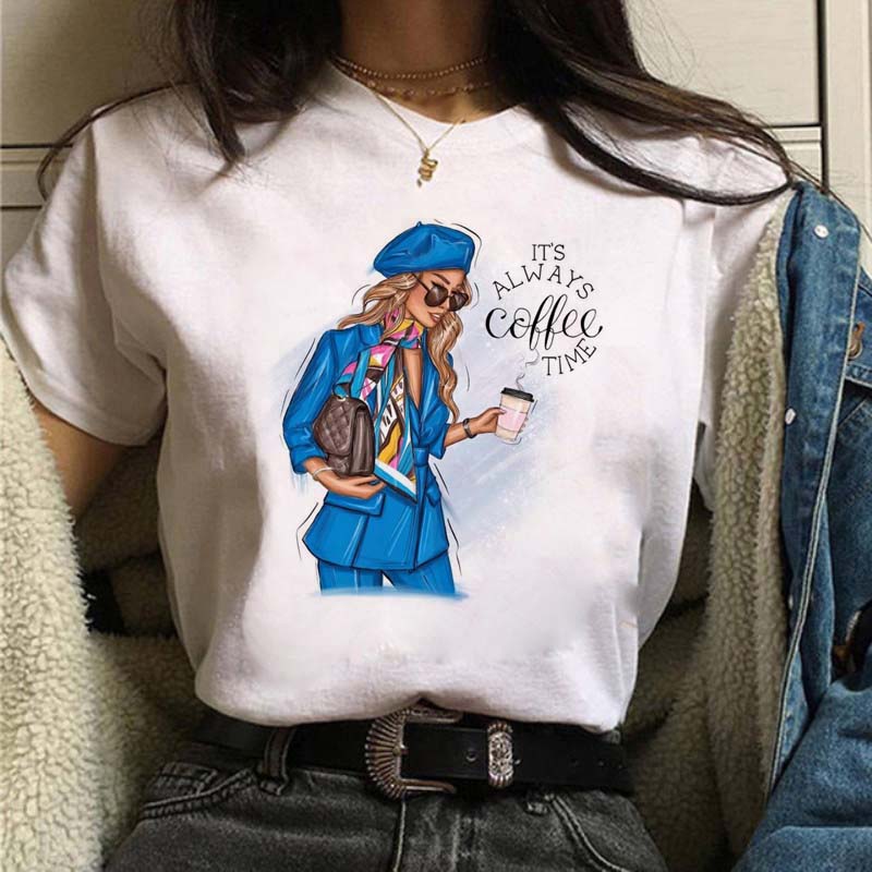 Cotton Tee Maycaur Casual Women's T-shirt New Funny Black Woman Top Tees Harajuku 90s Fashion Round Neck Short Sleeve Lady T Shirt Clothes