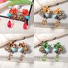 Personality Beaded Flower Earrings Water Droplet Pendant Inlay Flower Earrings  Jewelry Gift