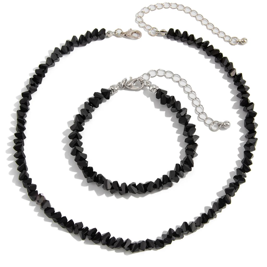 Salircon Exquisite Y2K Irregular Crystal Necklace Bracelet Set Women Trendy Charm Adjustable Clavicle Chain Wedding Jewelry Gift