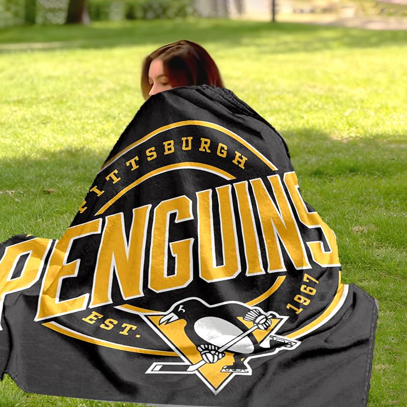 Pittsburgh Penguins Sports Style Flannel Fleece Blanket Cozy Warm Throw Blanket For Couch Bed Travel All Season Use