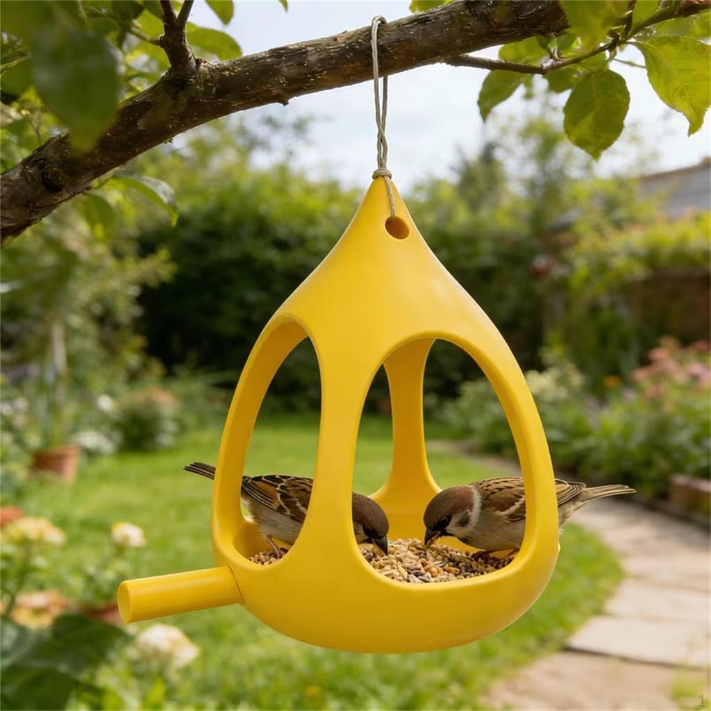 Bird Feeder Food Container Weatherproof Lawn Yard Ornament Compact Patio Outdoor Drainage
