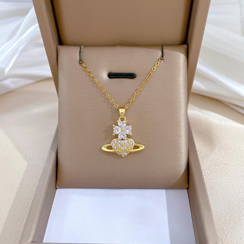 Light Luxury Full Diamond Micro-Inlaid Design Temperament Smart Shining Necklace Women, Simple Pendant