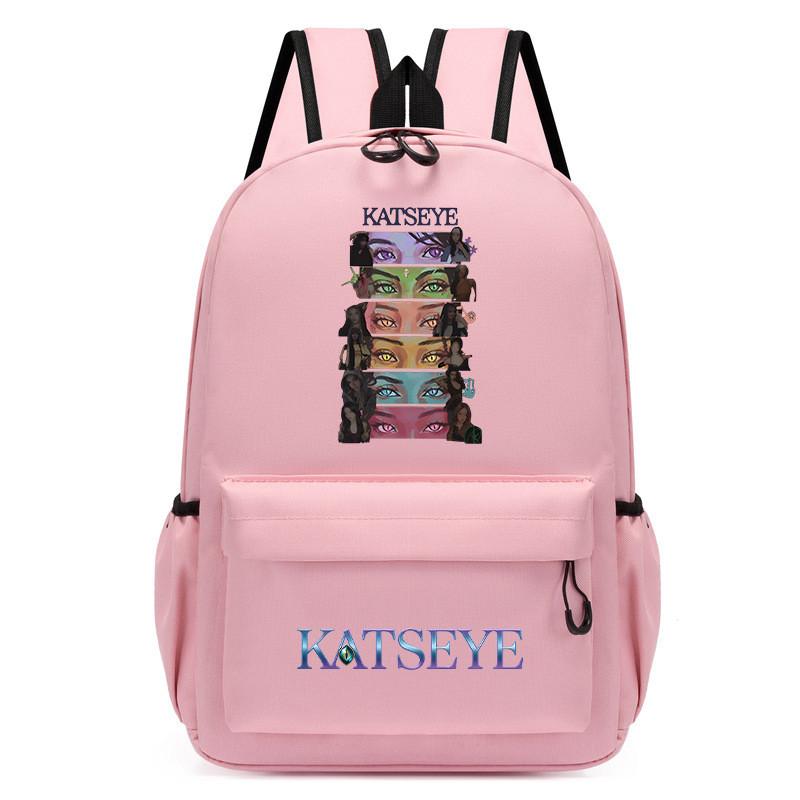 60123-8 Mochila Unissex para Meninos e Meninas KATSEYE Estampada Mochila de Estudante Escolar Impermeável Leve