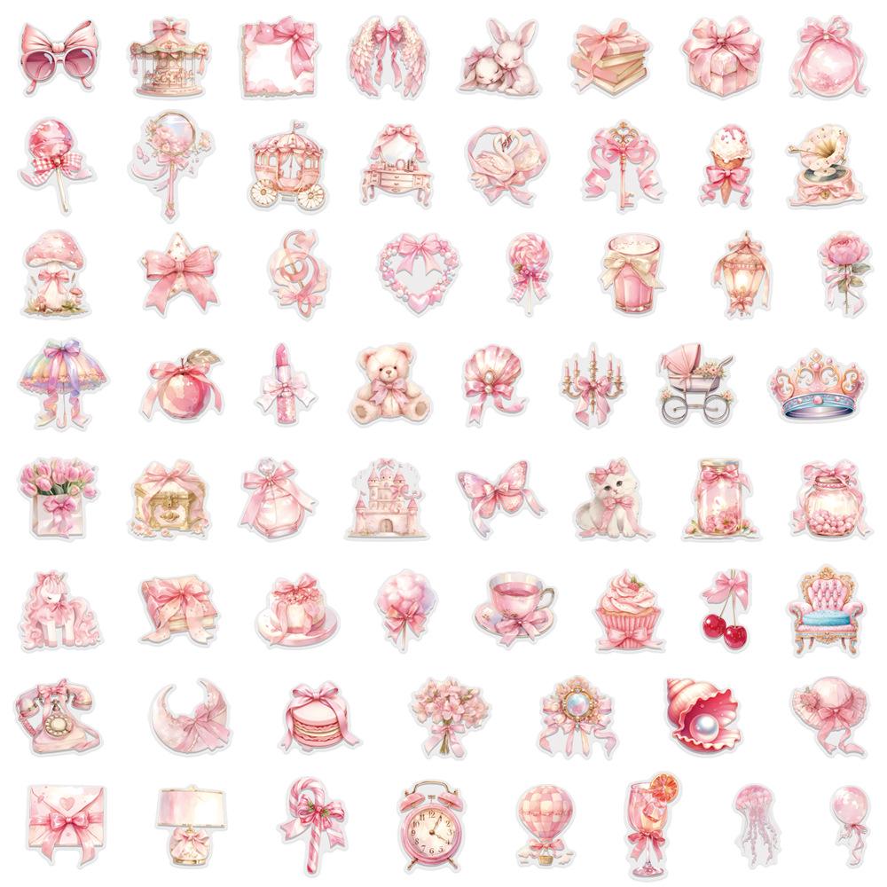 Pink Coquette Waterproof PET Stickers - 60 Sheets for Journals, Decoration, and Guitar Notes