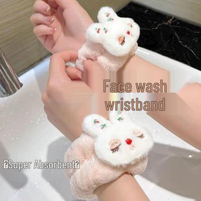New Arrival: Cute Plush Rabbit Hair Tie & Absorbent Wristband for Face Washing