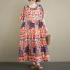 Krátky rukáv Plus size vintage kvetinová novinka v šatách pre ženy ležérne voľné dlhé letné šaty