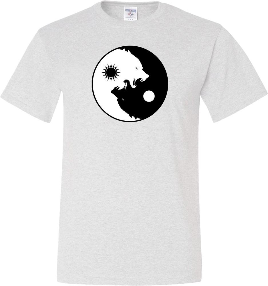 Buy Cool Shirts Yin Yang Wolves Yoga Tall Shirt Unisex T-Shirt M