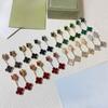 New Arrival Four-Leaf Clover Earrings Two Flowers 18k Rose Gold Black Agate Carnelian Earring Clasp