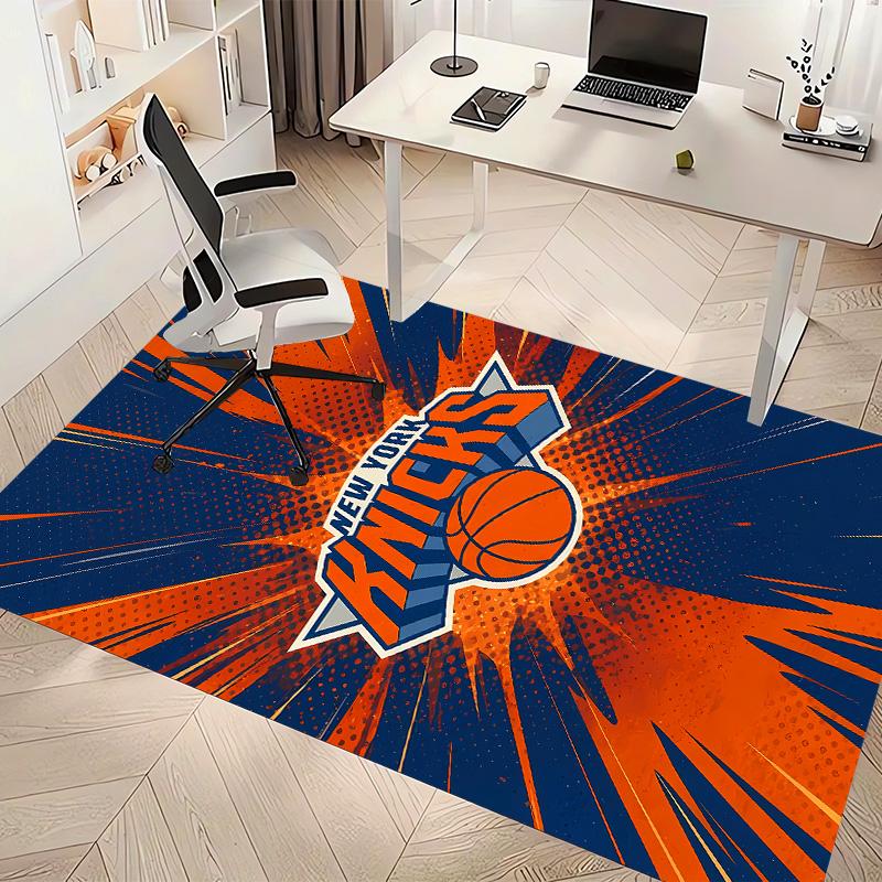 Kober s potiskem loga Knicks - Měkký, omyvatelný, protiskluzový vnitřní kobereček pod kancelářské židle, do obývacího pokoje, domácí kanceláře, dekorativní kobereček