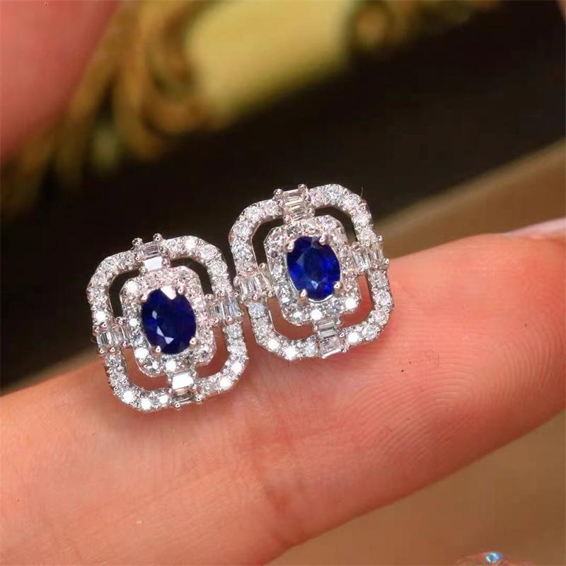 Sapphire Diamond Elegant Stud Earrings: Versatile, High-End Design for Women