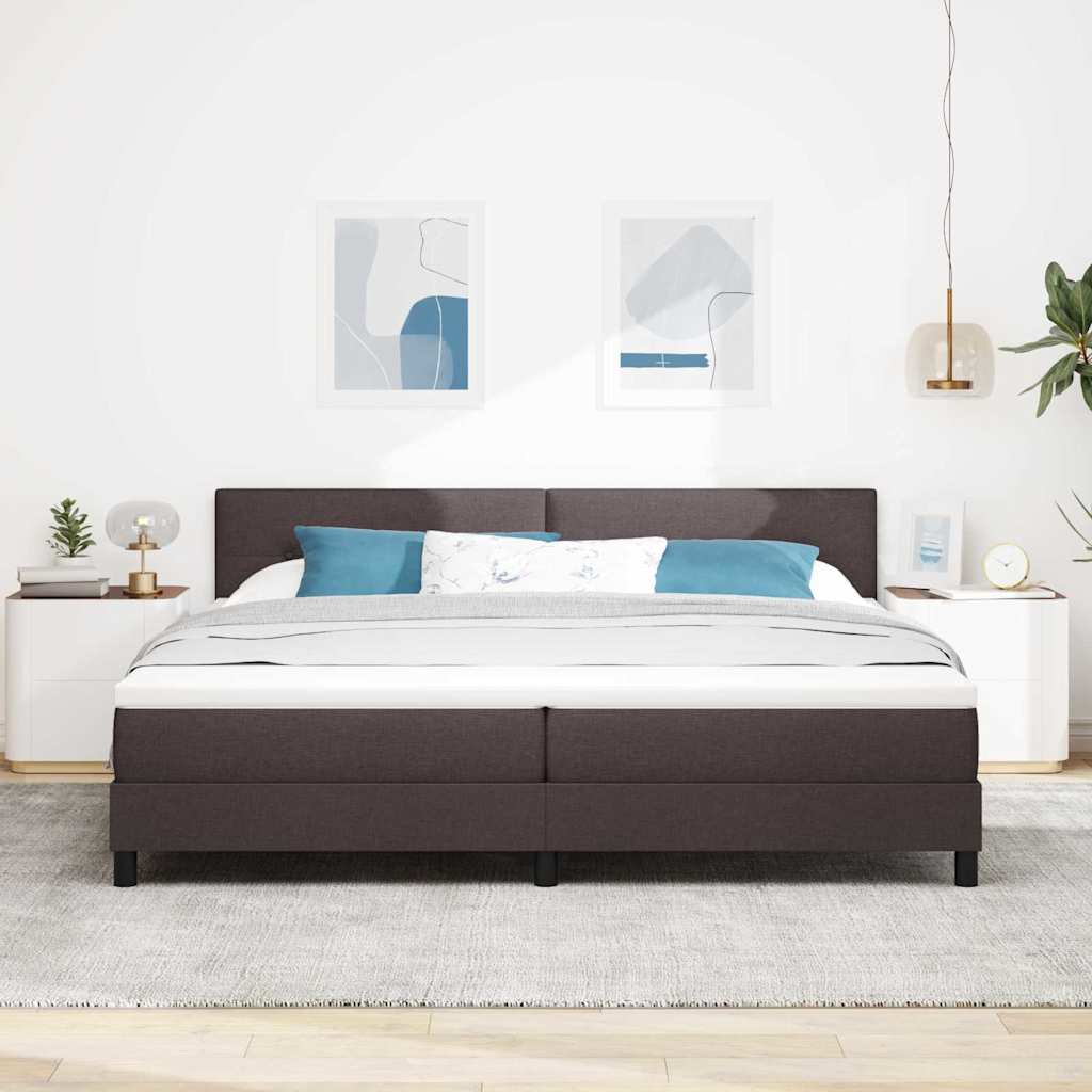 Box Spring Bed with Headboard Dark Brown 200 X 200 Cm Fabric
