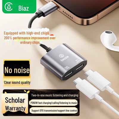 Biaz Y75 Dubbele USB-C Audio Converter & Snel Laadadapter