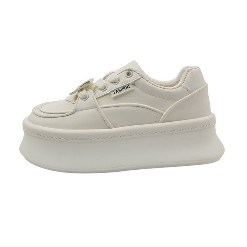 Thick-soled spring and autumn new round head lace-up heightening muffin sports and leisure board shoes