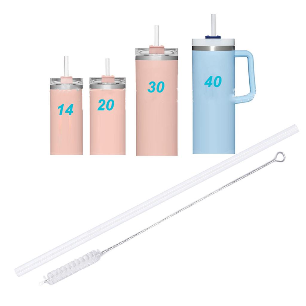 Cup Straws Set 8pcs Straws Replacement Straw Set with Cleaning Brush for 14oz 20oz 30oz 40oz Cup