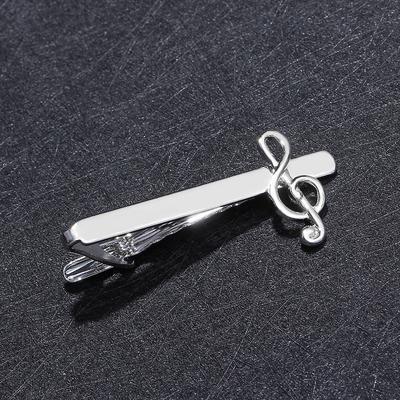  Men Musical Note Tie Clip Silver Business Tie Statement Decor Jewelry