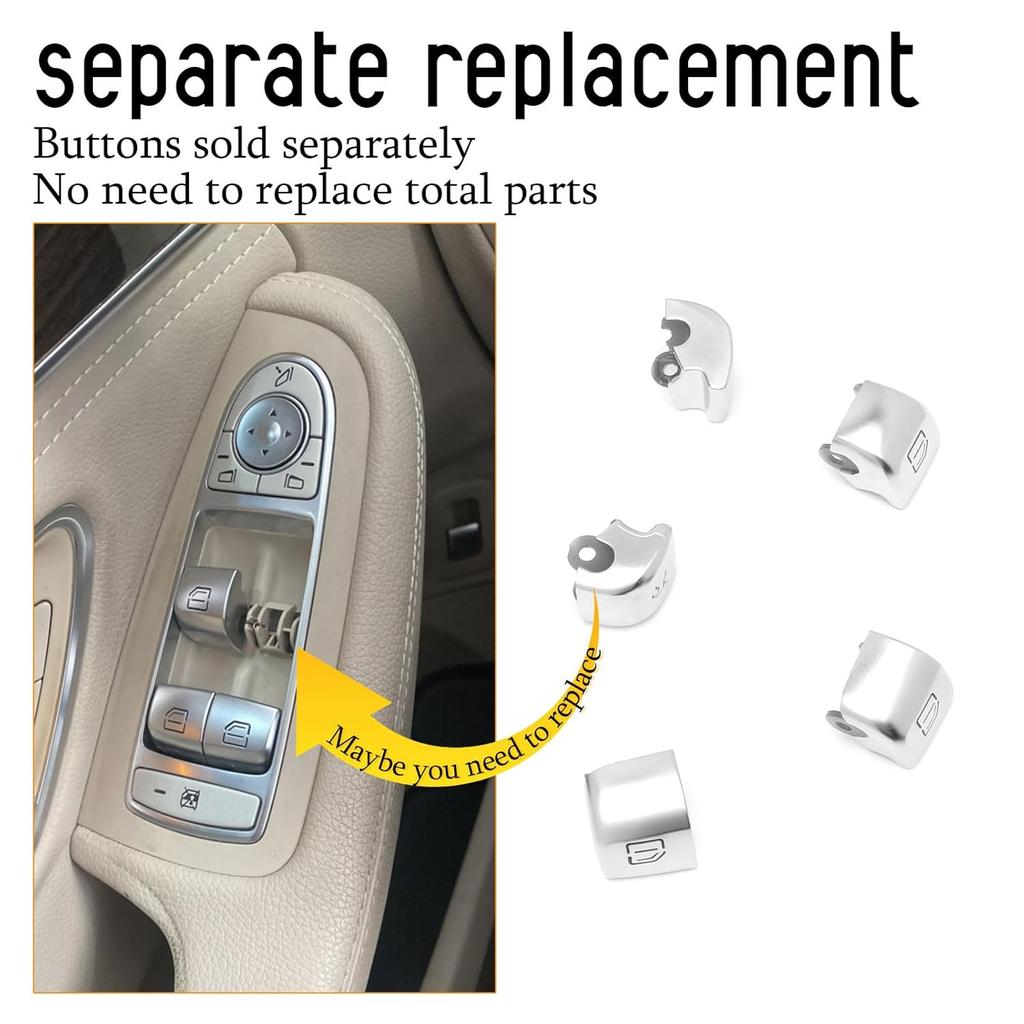 Window Control Switch Button Cover Fit for Mercedes-Benz C Class W205 C200 C300 2015-2021 GLC-Class W253 GLC250 GLC300 2016-2022 Driver Side Glass