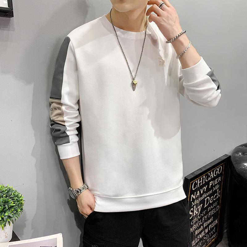 Men's Sweatshirt Spring New Youth Hong Kong Style Casual Loose Round Neck Long Sleeve Versatile T-shirt Bottoming Shirt