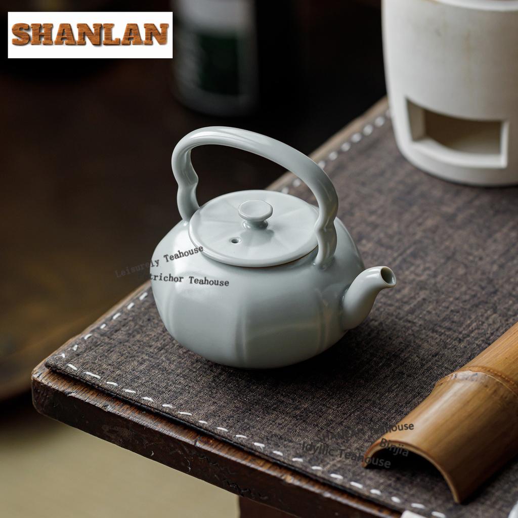 180ml Himmelblau Ru-Ofen Porzellan Hebegriff Teekanne Japanischer Tee-Infusionskrug Teekocher Mit Kugelöffnung Kung Fu Teegeschirr