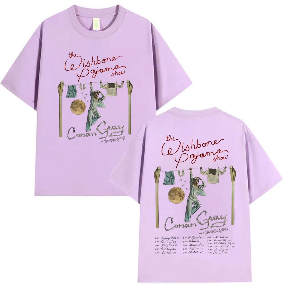 Conan Gray The Wishbone Pajama Show Tour 2025 Print T Shirts Unisex Women Harajuku Vintage Oversized Cotton T-shirt Y2k Streetwear