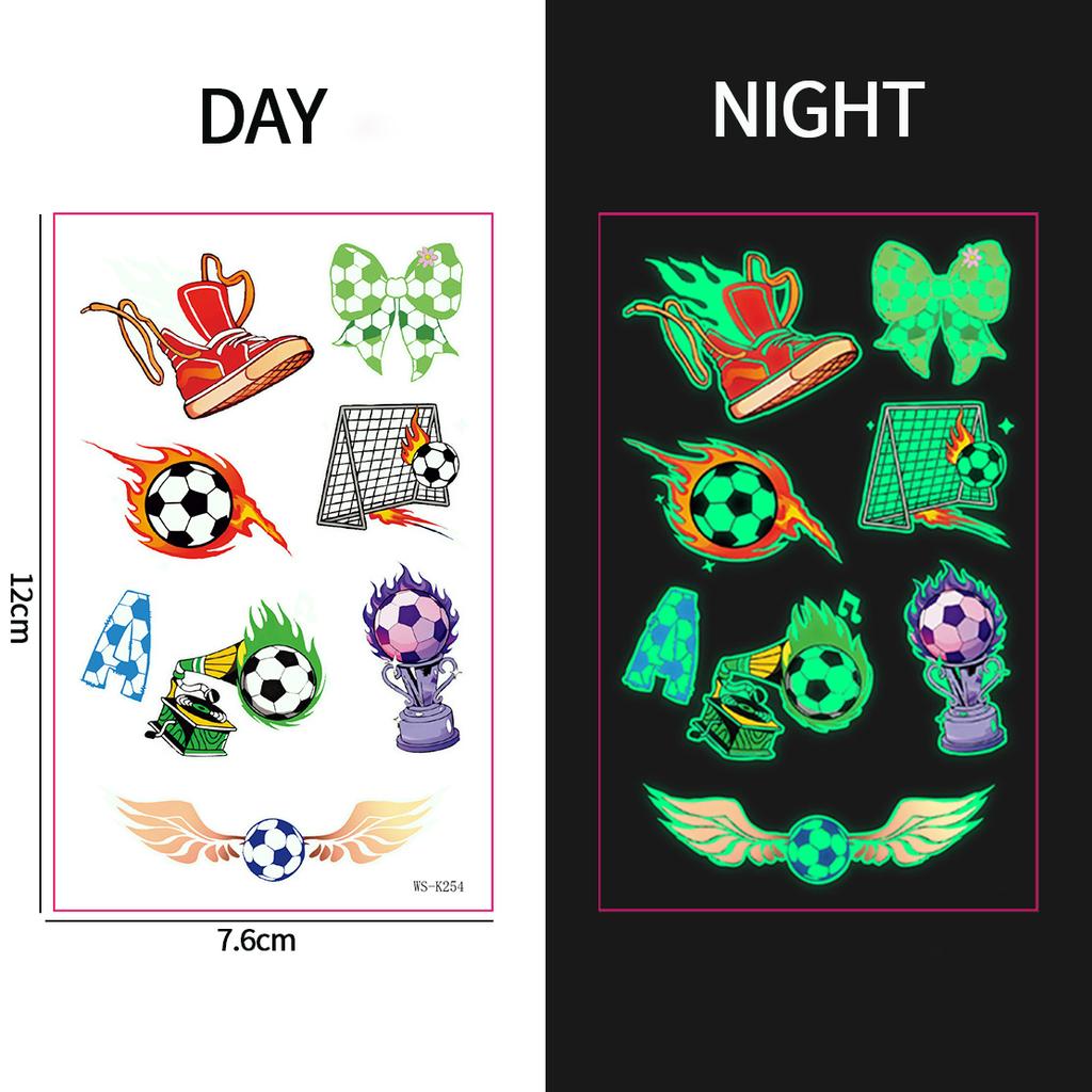 Sports Theme Tattoo Sticker Football Game Fans Luminous Temporary Tattoo Stickers Waterproof Party Makeup Face Stickers