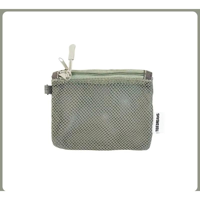 Simple Grid Storage Bag Double-zipper Bag Portable Makeup Bag  Mesh Miscellaneous Bag  Mesh Gauze Bag