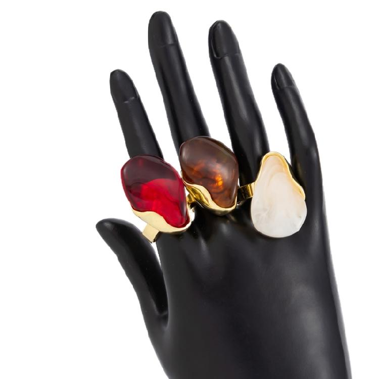 Stylish Ombres Irregular Rings Earrings Set Resin Alloy Texture Fashion Accessory Suitable for Fashion Lady Women Present