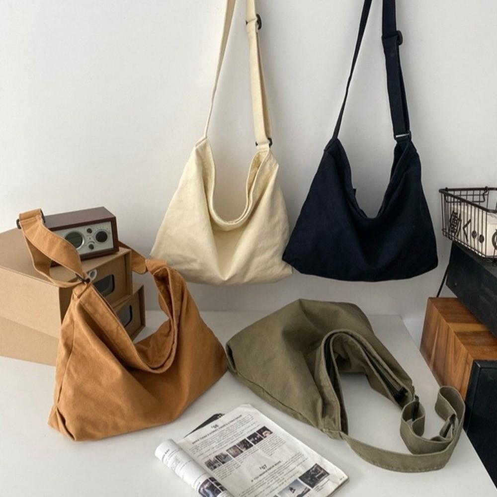 Thickened Sturdy Canvas Crossbody Bag Retro Tote Bag Multi-purpose Messenger Bag Student