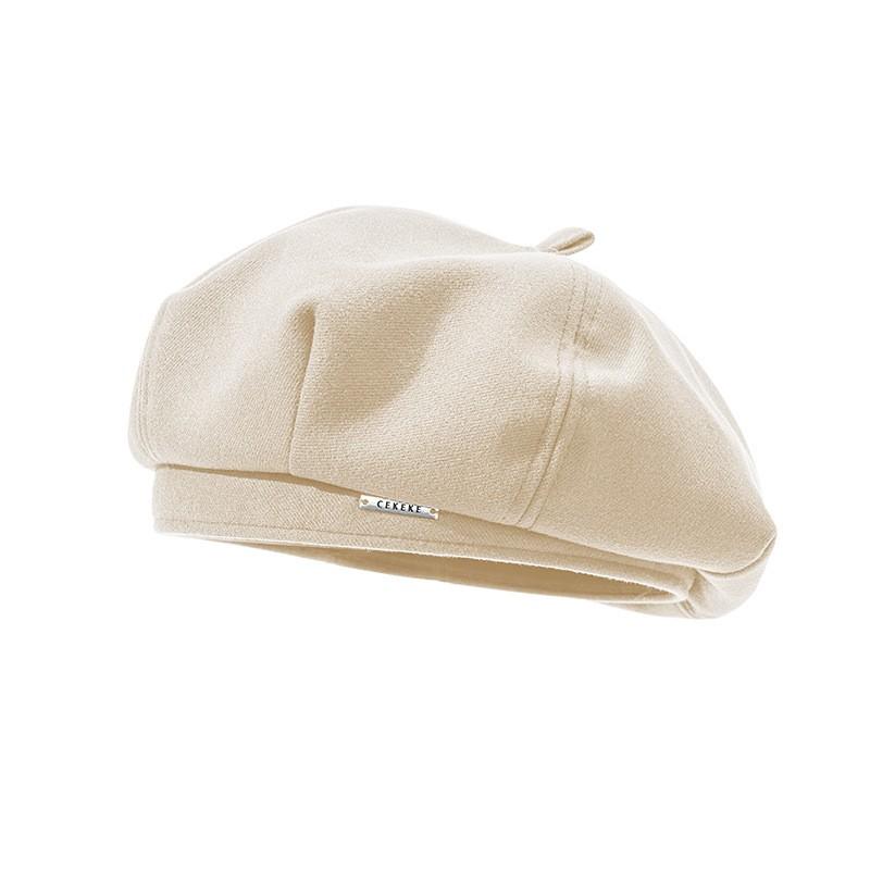 

Vintage Solid Color Women Beret Hat Spring Autumn French Style Cotton Octagonal Cap All-match Outdoor Warm Painter Artist Hats бежевый