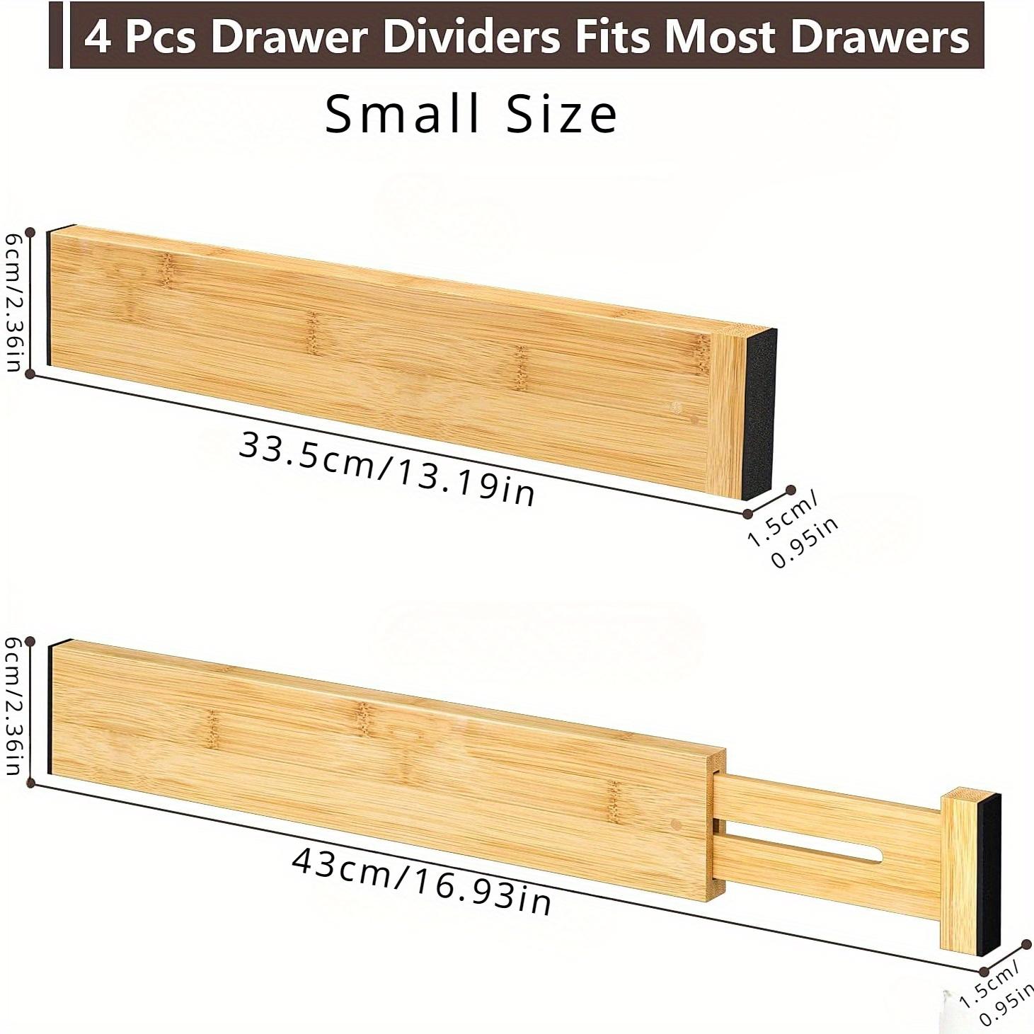 

4шт бамбуковый разделитель ящика, органайзер-разделитель ящика, органайзер кухонного ящика, регулируемый разделитель ящика для одежды, кухни, комода Small size,4-Pack