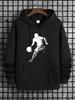 Men's Basketball Player Silhouette Hoodie Hip Hop Sports Casual Streetwear Athletic Print Pullover Sweatshirt Tops