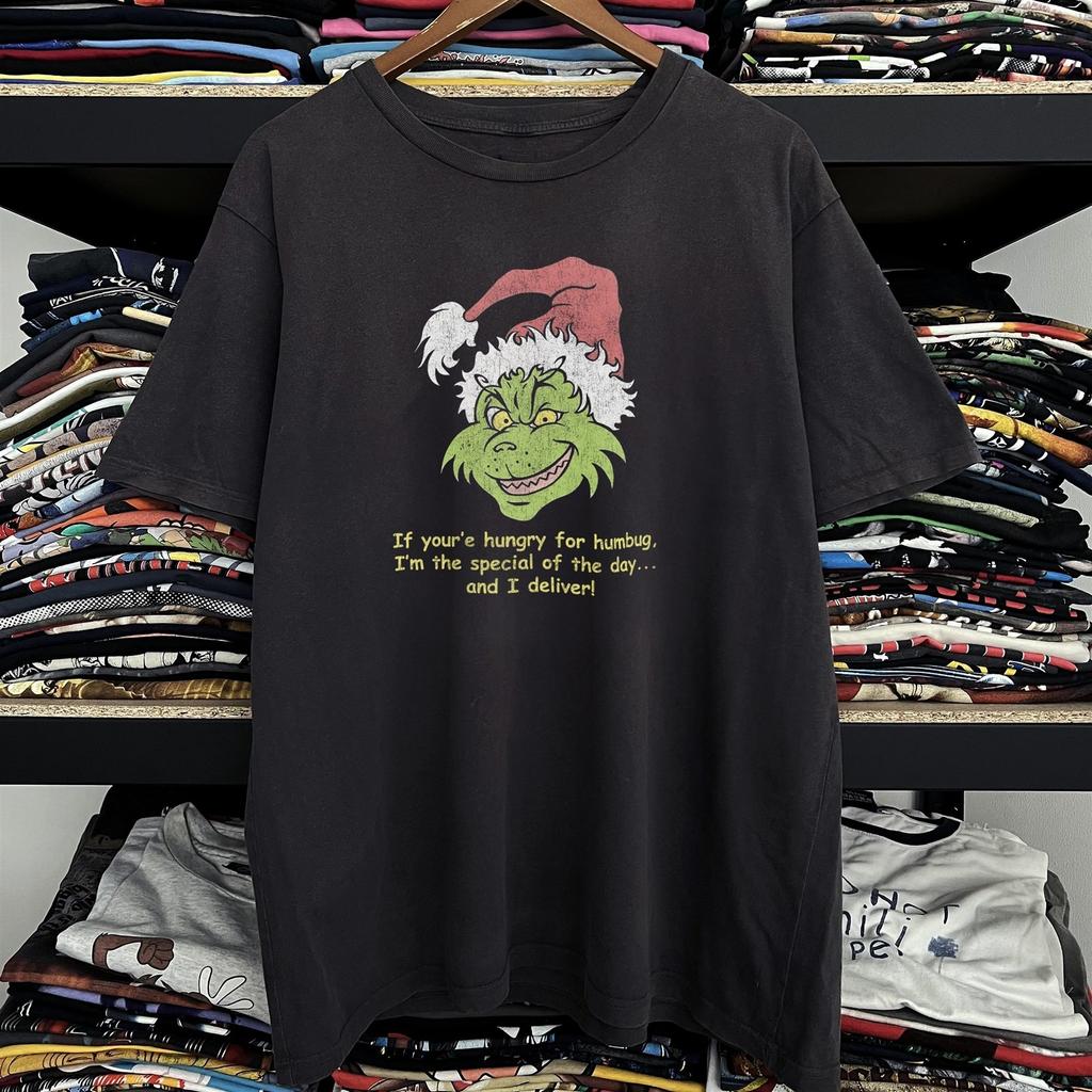 Y2K Grinch Hungry Humbug Aged T-Shirt Black M