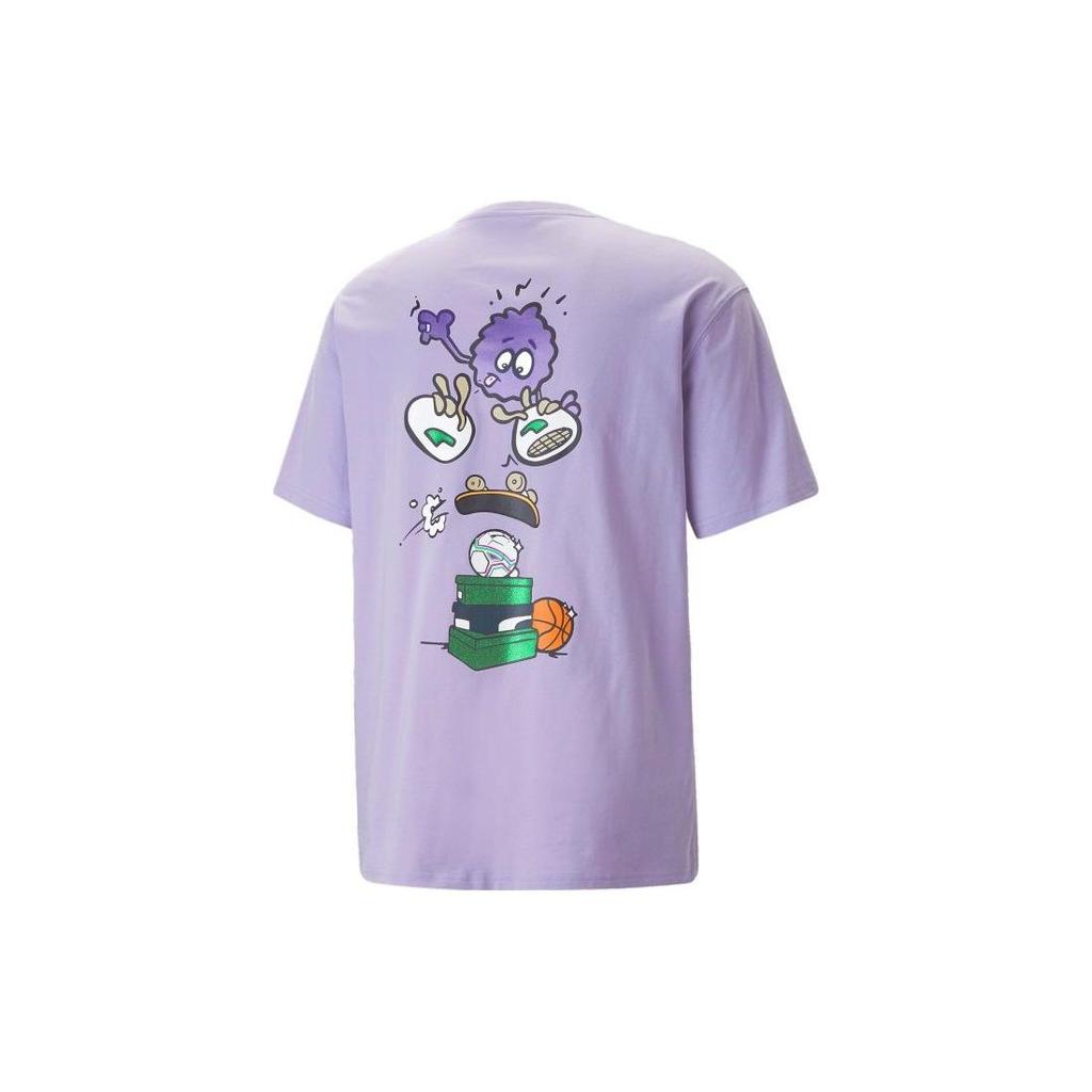 Puma X 8enjamin T Shirts Unisex Lavender Crew Neck Moderate Straight Fit 620703-25