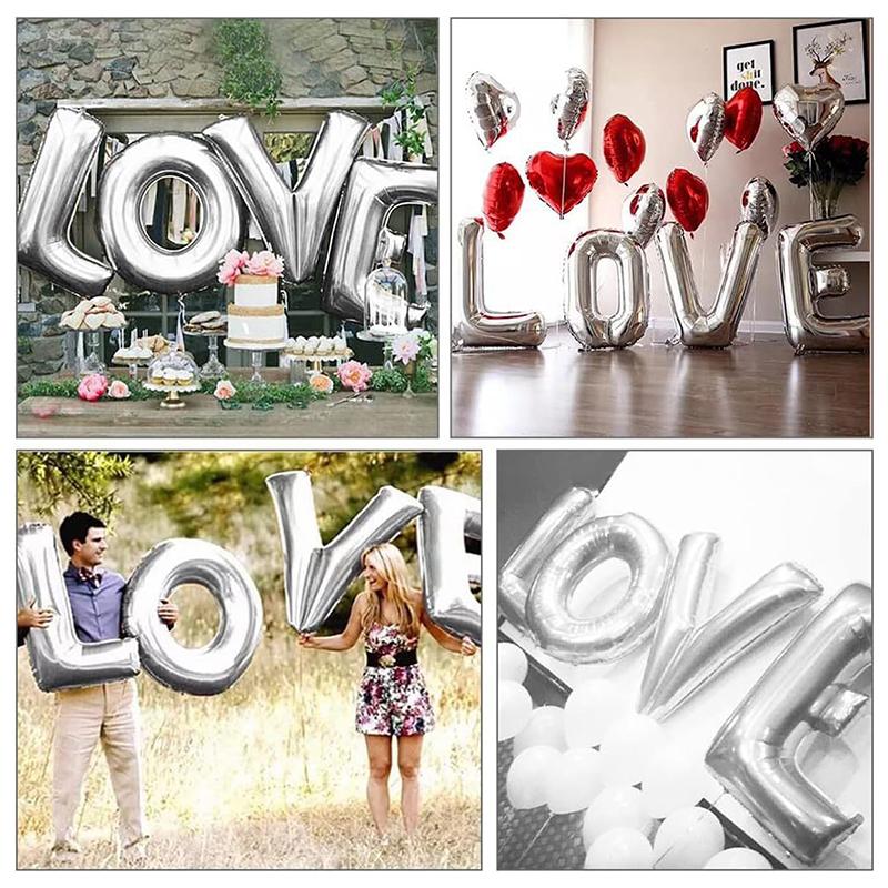 1/26Pcs 16 Inch Alphabet Foil Balloons Silver Aluminum Letter Balloons Reusable Decor Wedding Birthday Party Events