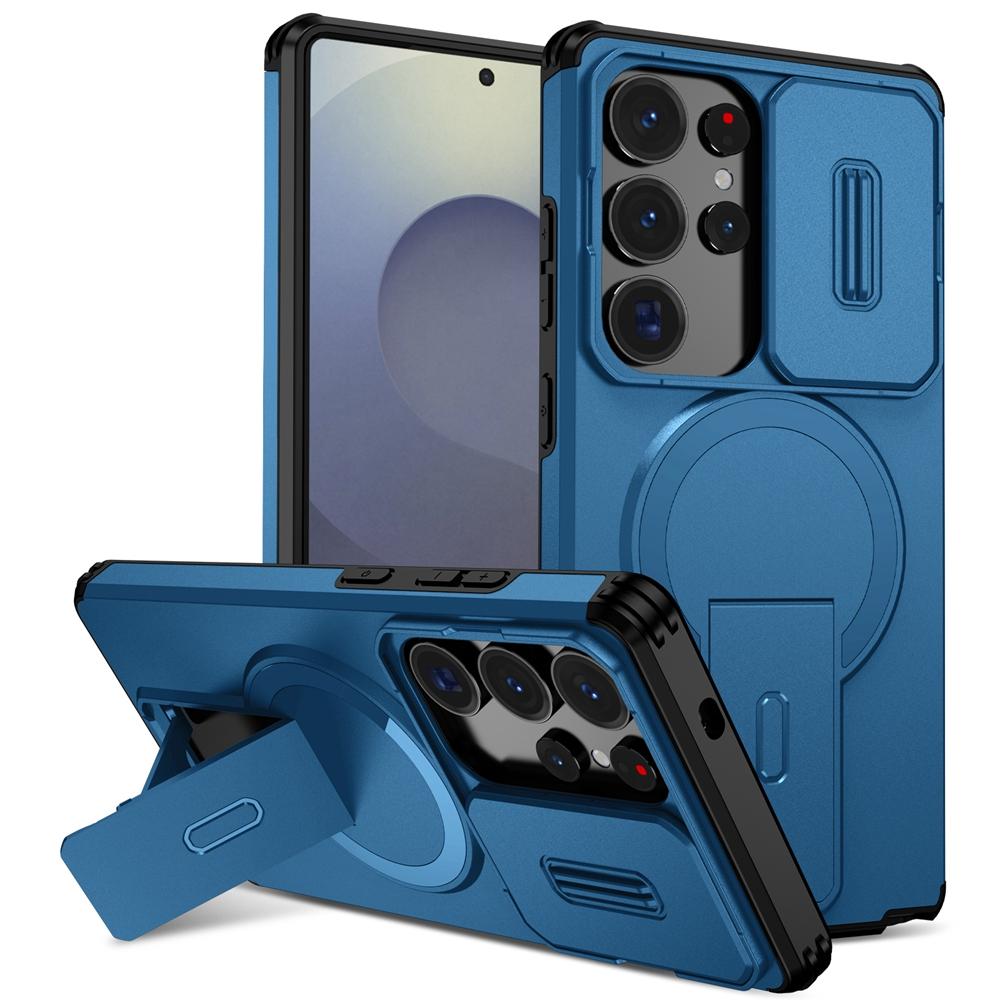 Armor Slide Camera Lens Case For Samsung Galaxy S26 S25 S24 S23 S22 Ultra Plus Magnetic Car Mount Foldable Kickstand Cover