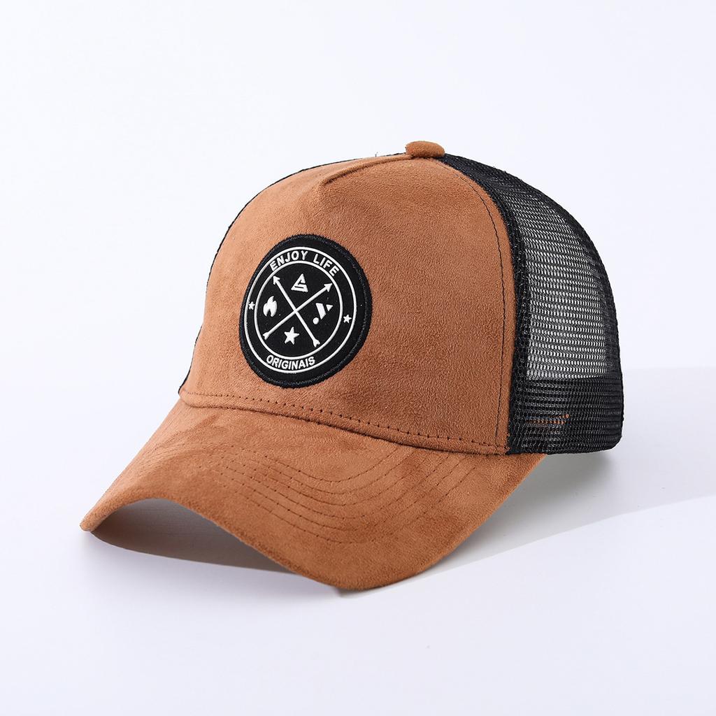 Sommer Runder Etikett Wildleder Baseballkappe Herren Netz Vielseitiger Sonnenschutz Damen Hip-Hop Hut Trendiger Hut