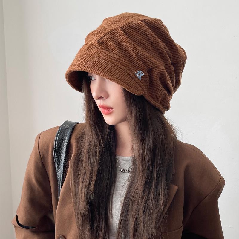 Women's Korean Style Beanie - Large Head Fit, Face Slimming, Casual Slouchy Hat for Spring & Autumn